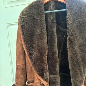 Vintage Ann Taylor Shearling Suede Coat Size S